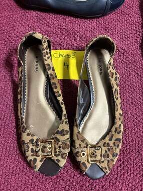 Merona Women's Waverly Leopard Print Suede Peep Toe Slingback Flats